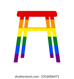 Stool icon sign. Rainbow gay LGBT rights colored Icon at white Background. Illustration.