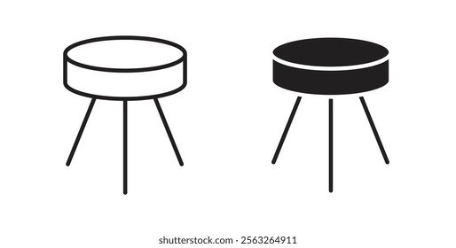 Stool icons in flat and line style set.