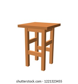 Stool. Isolated on white background. 3d Vector illustration.