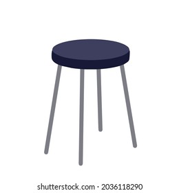 Stool. Kitchen blue chair without back. Isometric furniture. Flat illustration isolated on white