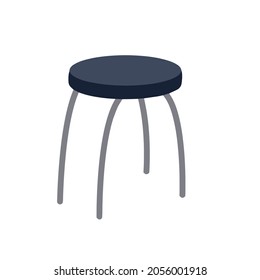 Stool. Silla azul de cocina sin espalda. Mobiliario isométrico. Ilustración plana aislada en blanco