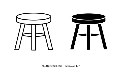 Stool line icon set in black for UI designs.
