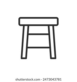 Stool, linear style icon. seating furniture and stools. Editable stroke width