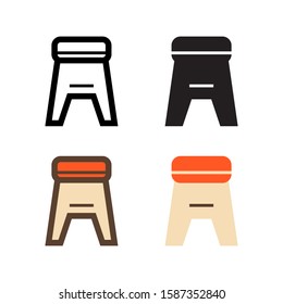 Stool logo icon design in four style. Line, Glyph, Flat and Color Line style