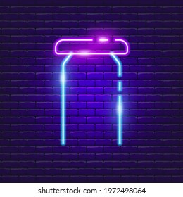 Stool neon sign. Vector illustration for the design of advertising, catalog, banner, signboard. Furniture concept.