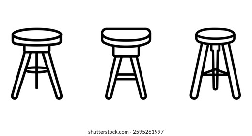 stool outline or line icon design bundle.