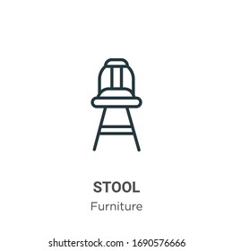 Stool outline vector icon. Thin line black stool icon, flat vector simple element illustration from editable furniture concept isolated stroke on white background