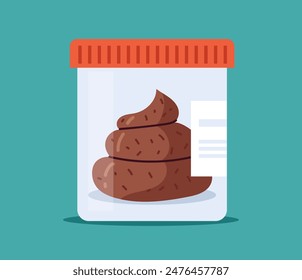 Stool poop sample medical analysis test isolated concept. Vector graphic design illustration