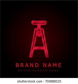 Stool red chromium metallic logo