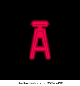 Stool red glowing neon ui ux icon. Glowing sign logo vector