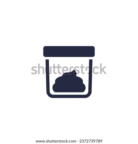 Stool sample icon, poop in a cup vector