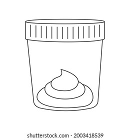 Stool Sample Outline Icon. Plastic Cup Full With Fecal Analysis. Laboratory Examination Concept. Editable Stroke. Vector Illustration In Linear Style.