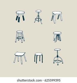 Stool set. Background can be removed. Very easy to edit. 