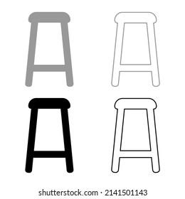 Stool set icon grey black color vector illustration image solid fill outline contour line thin flat style