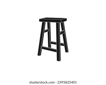 Stool Silhouette icon. stool Silhouette vector design. stool chair icon,chair Line art, clipart, Adjustable Chair, Hand-drawn design elements. Silhouette isolated on white background. EPS 10.