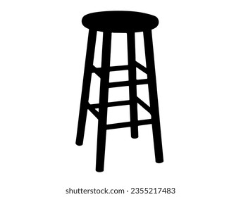 Stool silhouette vector art white background