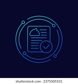 icono de prueba de heces con marca de verificación, diseño lineal