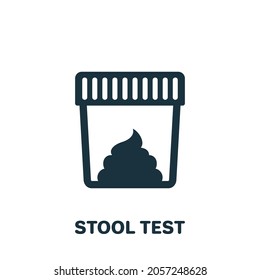 Stool Test Silhouette Icon. Sample For Laboratory Research Pictogram. Medical Exam Of Feces Glyph Icon. Isolated Vector Illustration.