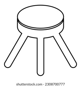 Stool with three legs furniture legged household concept contour outline line icon black color vector illustration image thin flat style