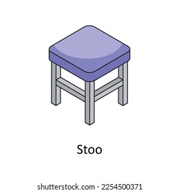 Stool Vector Isometric Filled Outline icon for your digital or print projects.