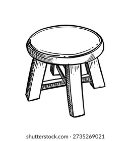 Stool vector line art hand drawn illustration