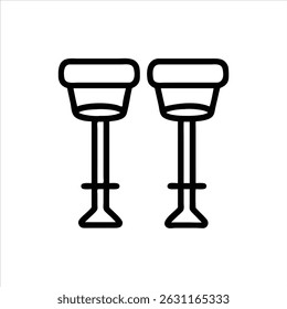 Stools object icon modern art design black and white with bold outline 