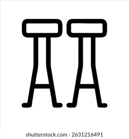Stools for sit object icon modern art design black and white with bold outline 