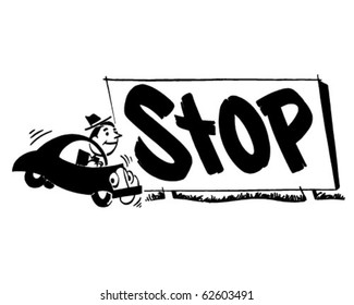 Stop 2 - Ad Header - Retro Clipart Illustration