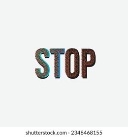stop 3d bold text effect template.