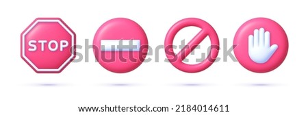 Stop 3D great design for any purposes. Symbol, logo illustration. Icon no entry. Sign forbidden. 3d render vector illustration