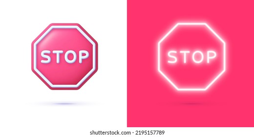 Stop 3D icon on white background. Isolated vector sign symbol. Vector illustration design
