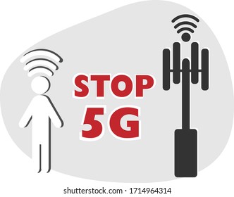 Stop 5G wi fi protest simple illustration