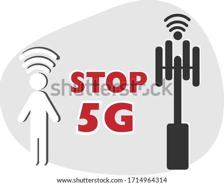 Stop 5G wi fi protest simple illustration