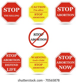 Stop abortion sign set isolated on white vector