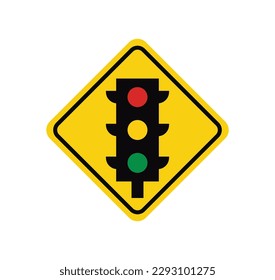 Stop ahead signs traffic light ahead warning vector illustration.Traffic signal symbol sign.
