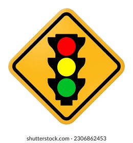 Detener hacia delante marca el semáforo frente al vector de advertencia. Señal de tráfico. Señal de tráfico ligero. Señal de carretera.