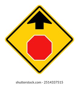 Stop Ahead warning road sign. Vector