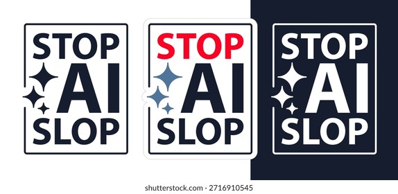 Ícone parar ai, conceito parar ai, criadores contra ai badge.