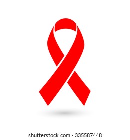 Stop AIDS - 1st December AIDS day template red ribbon on isolated background with shadow. Vector illustration EPS 10