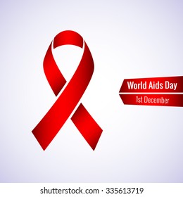 Stop AIDS - 1st December AIDS day template red ribbon on isolated background with shadow. Vector illustration EPS 10