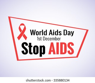 Stop AIDS - 1st December AIDS day template red ribbon on isolated background with shadow. Vector illustration EPS 10