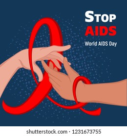 Stop AIDS concept background. Cartoon illustration of stop AIDS vector concept background for web design