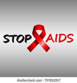 Stop aids poster. World AIDS Day. December 1. Aids Awareness. Vector illustration
