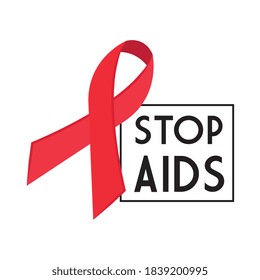 stop aids with ribbon design, first december and awareness theme Vector illustration