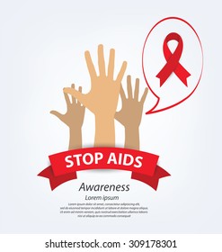 Stop AIDS Sign. Aids Awareness concept vector illustration.