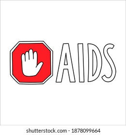 Stop aids sign illustration. Doodle style.