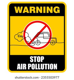 Stop Air Pollution, one line drawing vector, sign vector