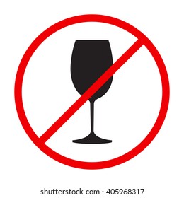 "Stop alcohol" red round sing with wine glass