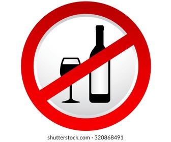 stop alcohol sign with bottle and wine glass