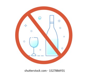 Stop alcohol sign icon. Restrict symbol. Vector  illustration.
